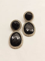 Thumbnail for Smart Dangler With Rhino Stone Border Black Earrings For Women and Girls By House of Ree - Distacart
