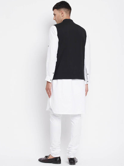 Even Apparels Black Pure Cotton White Kurta Sets With Eid Insignia Jackets PW668-CHA - Distacart
