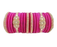 Thumbnail for Designer Pink Color Silk Threaded Bangles Set Of 2