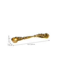 Thumbnail for eCraftIndia Gold-Toned Ethnic Carved Brass Long Stick Diya with 1 Wick for Pooja Room - Distacart