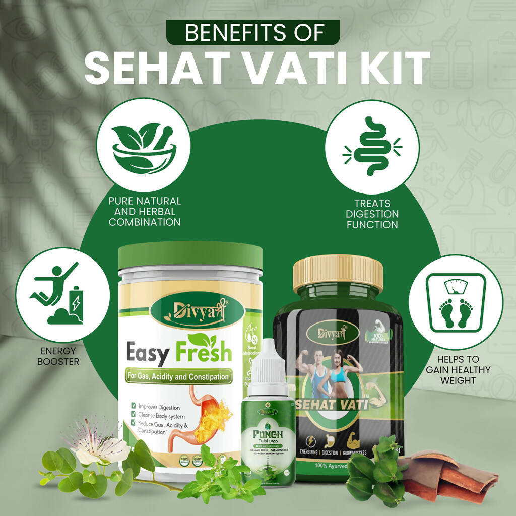 Divya Shree Sehat Vati Capsule, Easy Fresh Powder & Punch Tulsi Drop Combo - Distacart