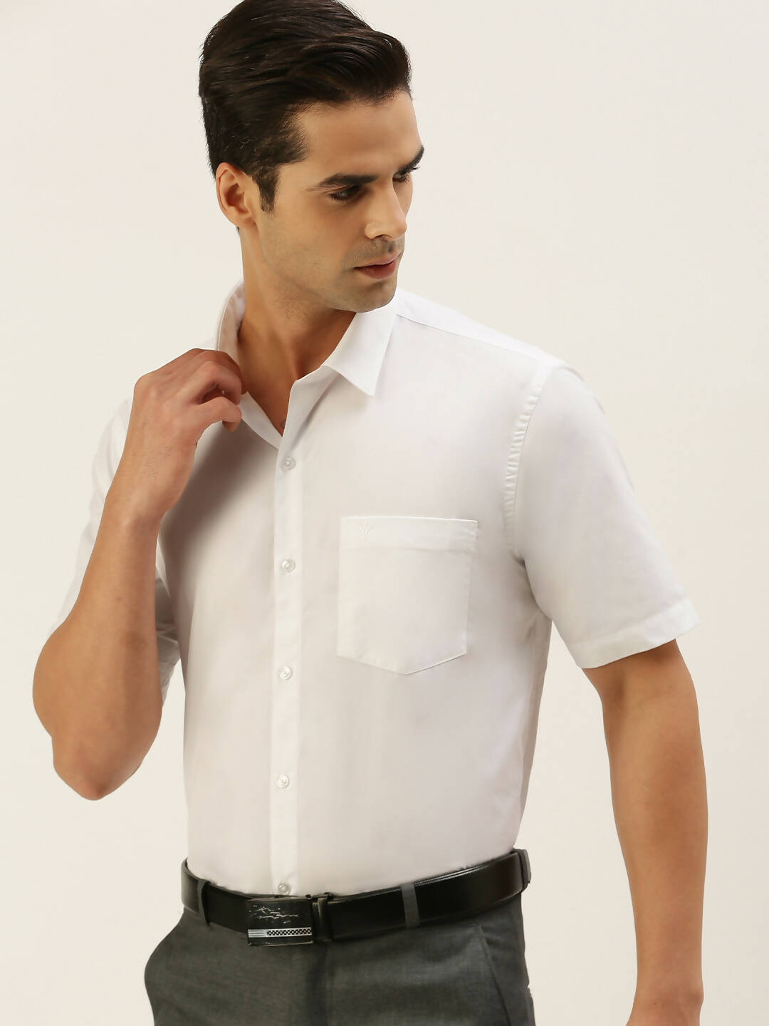 Ramraj Cotton Mens Half Sleeve Formal 100 % Cotton White Shirt - Distacart