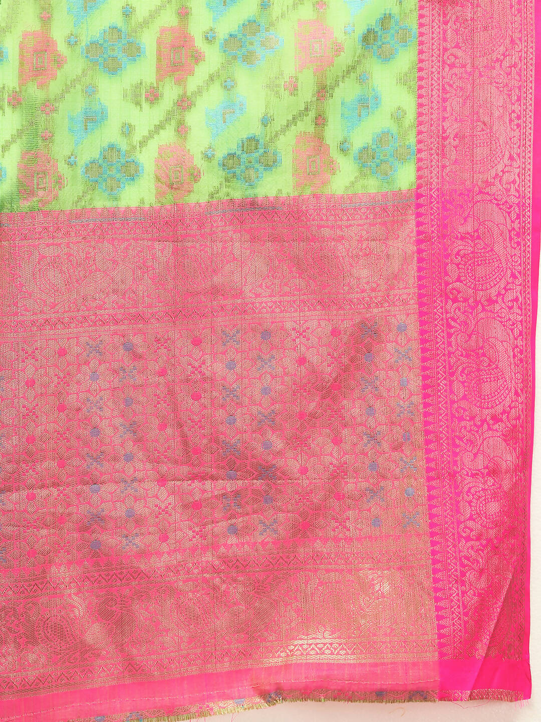 Lorenvalley Fashion Green Cotton Woven Design Zari Meenakari Weaving Saree - Distacart