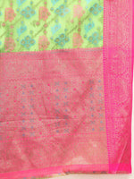 Thumbnail for Lorenvalley Fashion Green Cotton Woven Design Zari Meenakari Weaving Saree - Distacart