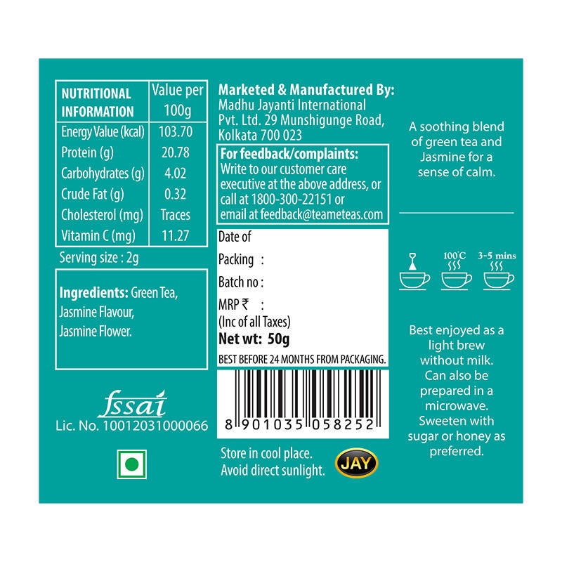 Teame Jasmine Green Tea Tin - Distacart