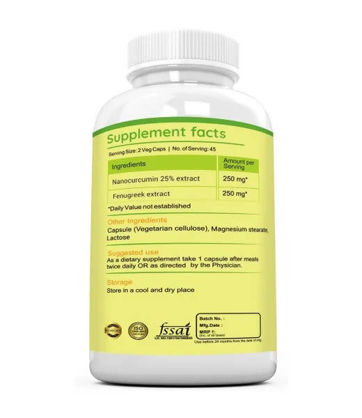 Ramini Bio Nutrition Nano Curcumin with Fenugreek Veg Capsules - Distacart