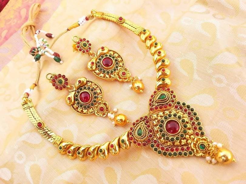 Multicolor Kemp Antique Necklace Set For Women