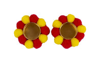 Thumbnail for Kundan HandiKrafts Designer Floating Multi Coloured Pom Pom Candle Holders - Distacart