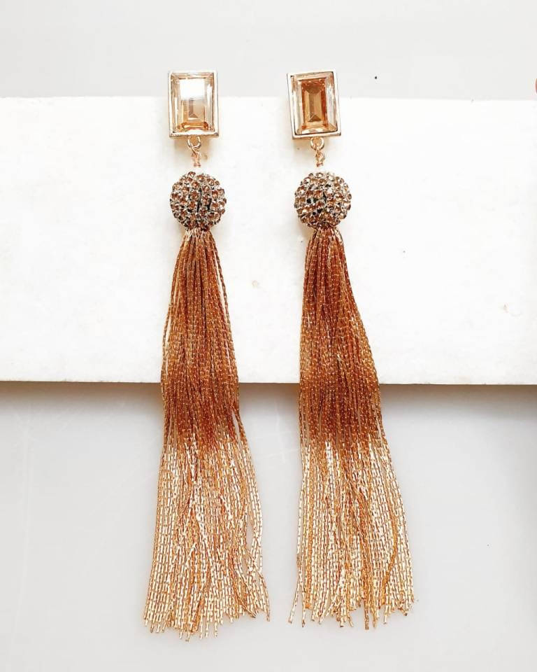 Bling Accessories Swarovski Golden Shadow Earrings - Distacart