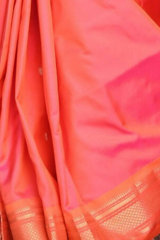 Very Much Indian Raaga Handloom Silk Peach Pink Paithani - Distacart