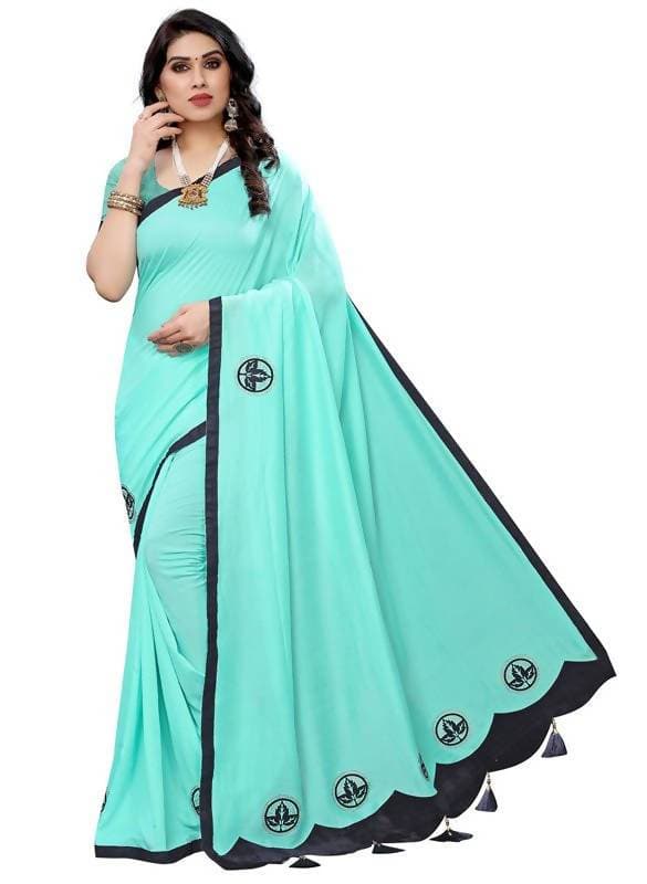 Vamika Designer Rama Green Georgette Saree (TSUNAMI RAMA)