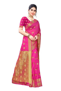 Thumbnail for Vamika Banarasi Jacquard Weaving Pink Saree