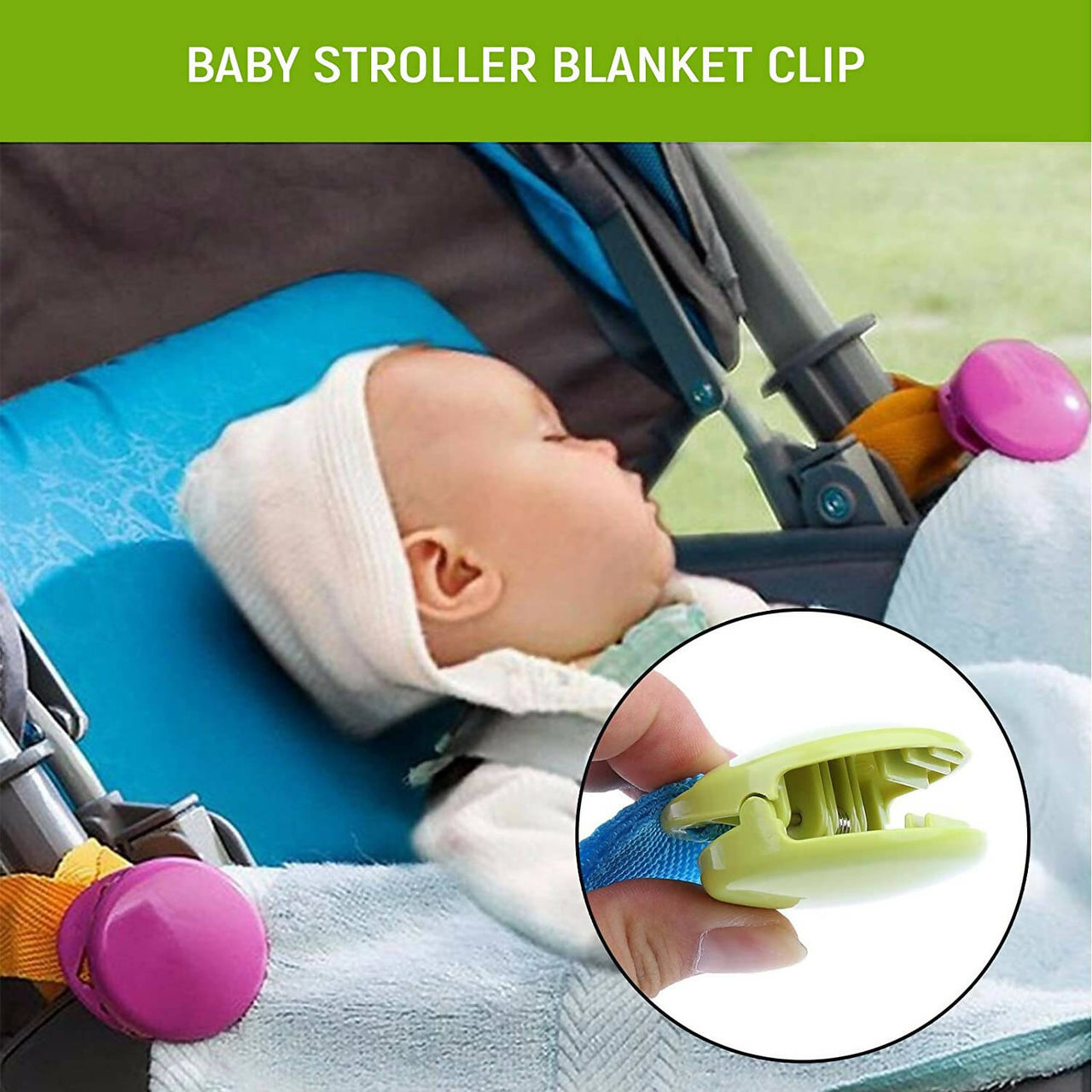 Safe-O-Kid Safe-O-Kid Baby Stroller Clip, Glossy Blanket Clip Stroller, Pram/Buggy Accessories For Baby, Pink - Distacart