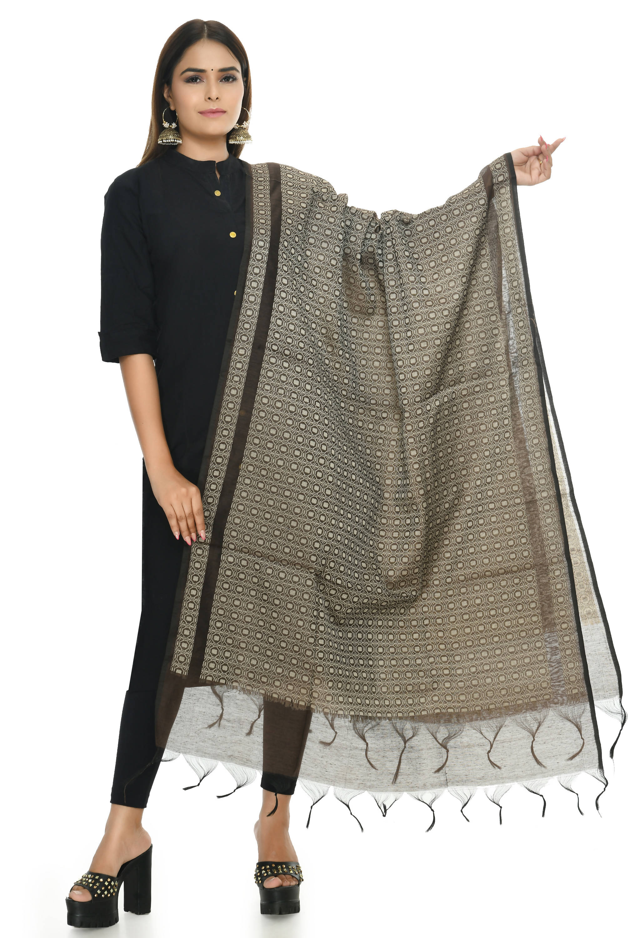 Mominos Fashion Moeza Handloom Cotton Coffee Color Dupatta For Women - Distacart