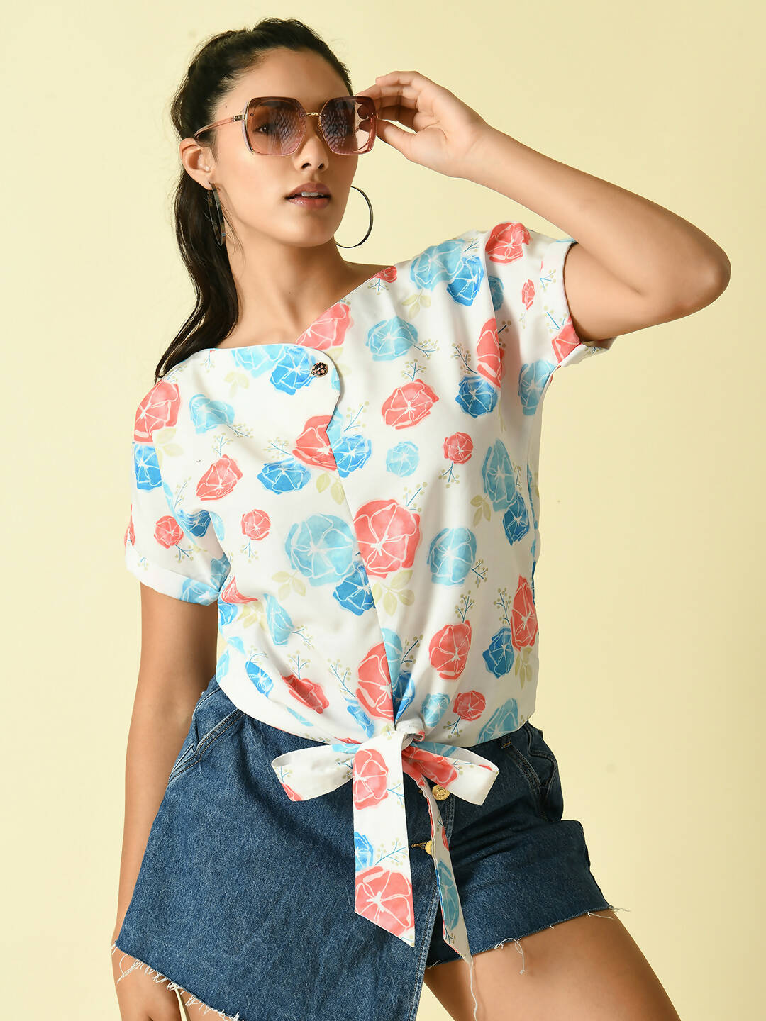 Myshka Women's White Floral Printed Top - Distacart