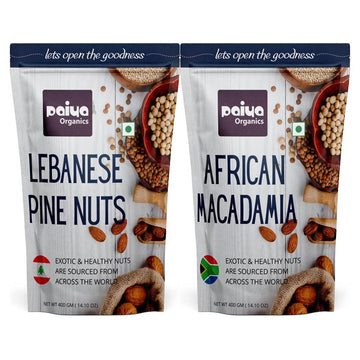 Paiya Organics Lebanese Pine Nuts + African Macadamia Nuts Combo - Distacart