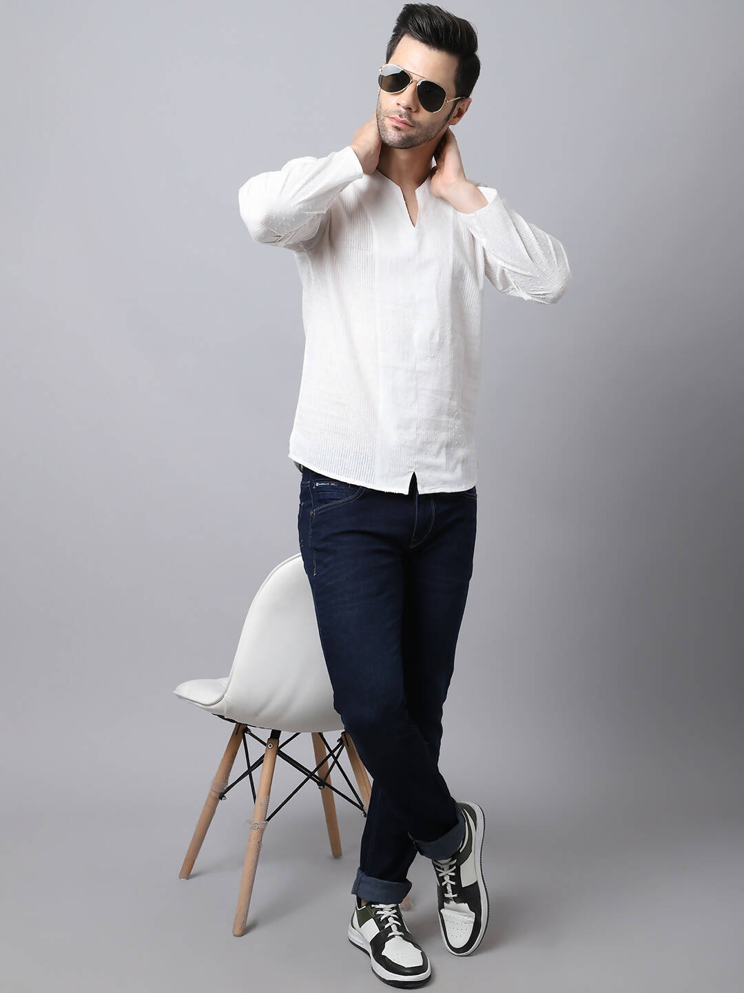 Even Apparels White Pure Cotton Round Neck Slit Kurta - Distacart