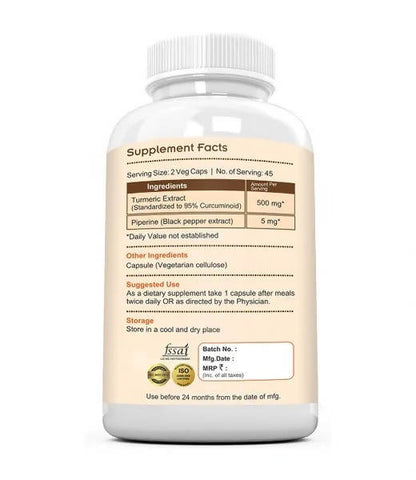 Ramini Bio Nutrition Curcumin Piperine 500mg Veg Capsules - Distacart