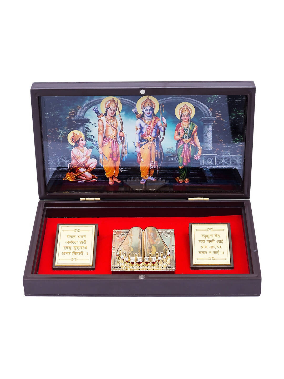 Golden Peacock 24 Ct Gold-Plated & Brown Ram Darbaar Pooja Box - Distacart