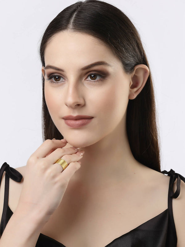 NVR Women Gold-Plated Solid Adjustable Finger Ring - Distacart