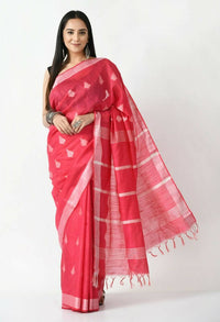 Thumbnail for Mominos Fashion Moeza Rose Pink All Over Buti Handloom Silk Saree with unstitched Blouse piece - Distacart