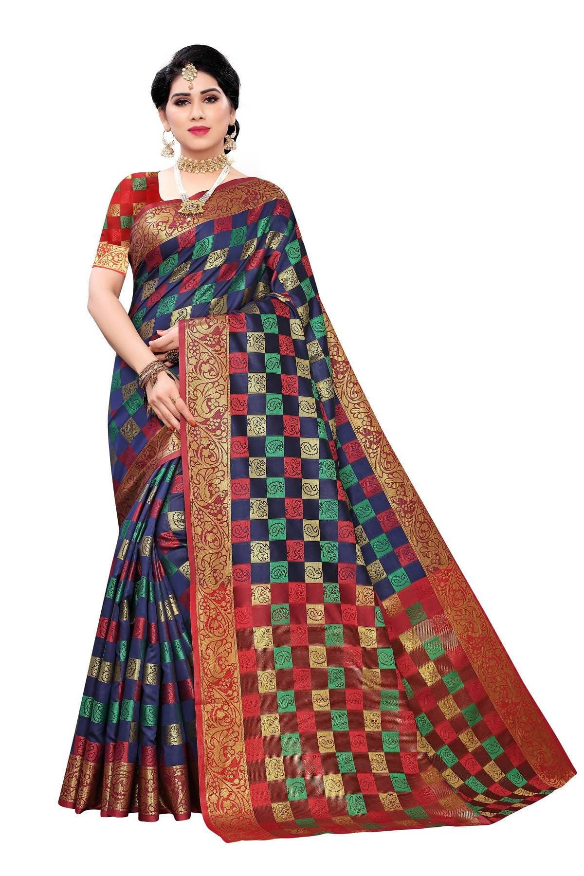 Vamika Banarasi Jaquard Navy Blue Designer Weaving Saree