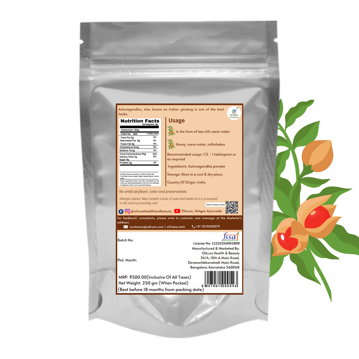 Nxtgen Ayurveda Ashwagandha Powder - Distacart