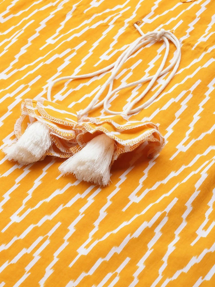 Yufta Women Yellow & Off white Printed Kaftan Kurta