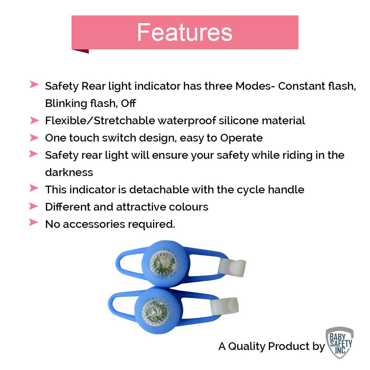 Safe-O-Kid Safe-O-Kid Bicycle/Baby Stroller Led Light With Sos Signal Light Complete Front & Rear Road Safety - Blue - Distacart