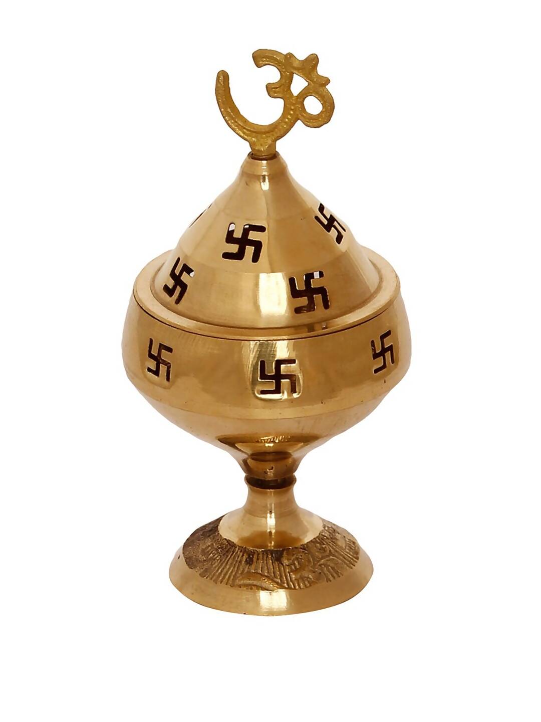 eCraftIndia Gold-Toned Om and Swastik Brass Diya - Distacart