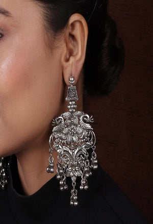 Mominos Fashion Joharkamal Silver-Plated Peacock Design Drop Earrings For Women - Distacart