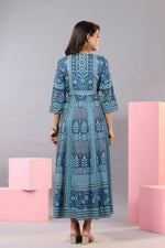 Thumbnail for Juniper Women Blue Shantoon Floral Printed Maxi Dress - Distacart