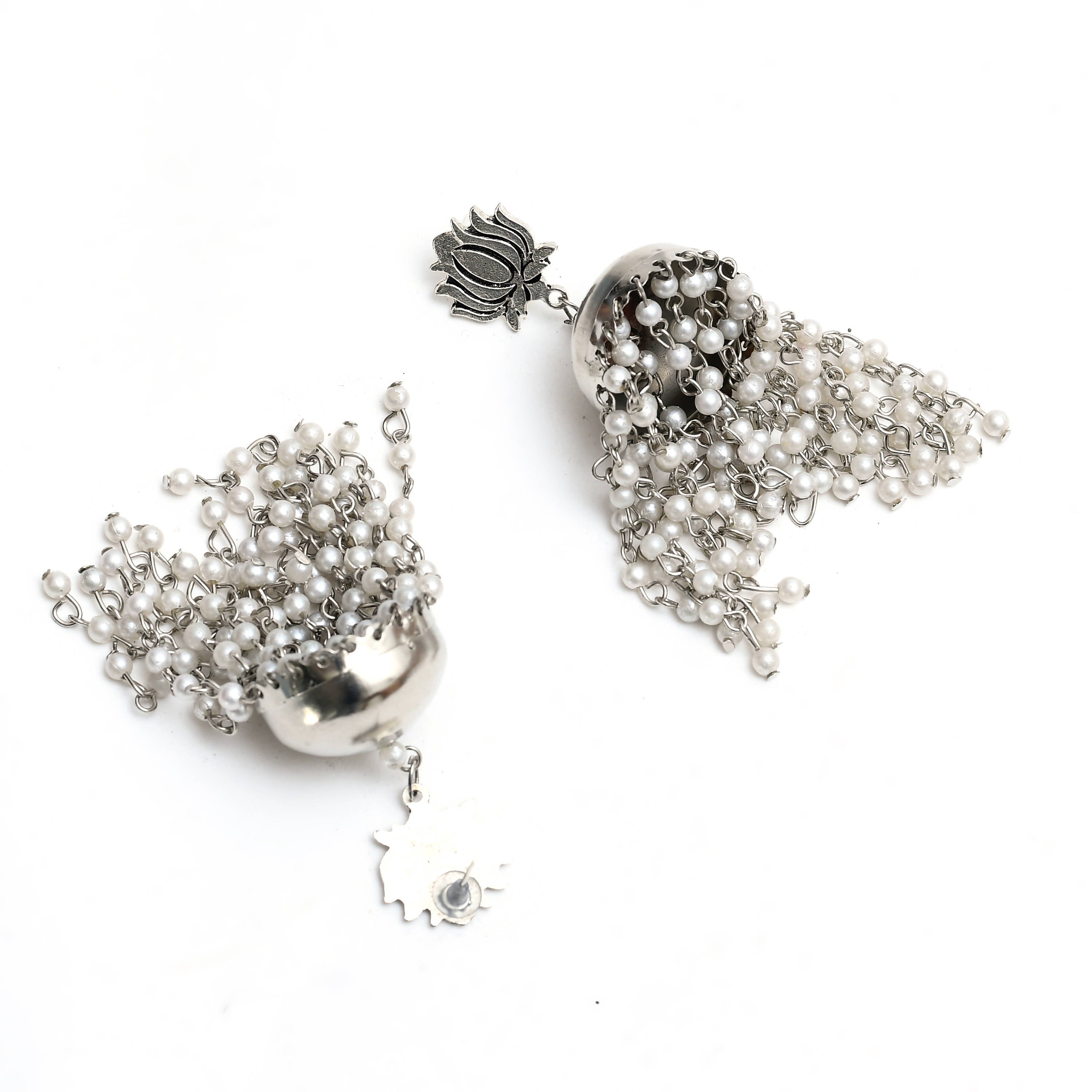 Mominos Fashion Johar Kamal Lotus Design Earrings With Pearls Jhumkas - Distacart