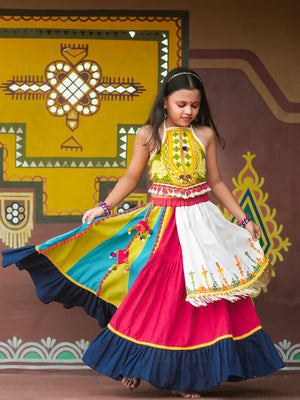 Halemons Ghoomar Fantasy Lime yellow Navratri Chaniya Choli Set For Girls - Distacart