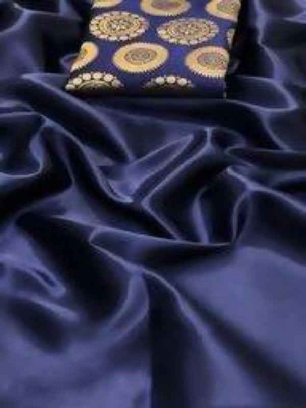  Navy Satin Designer Saree (DUST NAVY)