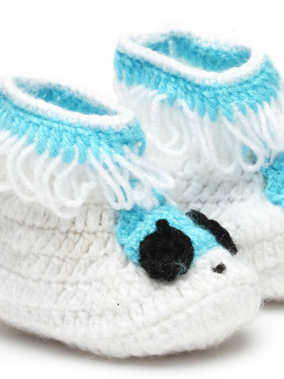 Chutput Kids Woollen Hand Knitted Self Desgin Detailed Booties - White - Distacart