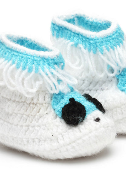 Chutput Kids Woollen Hand Knitted Self Desgin Detailed Booties - White - Distacart