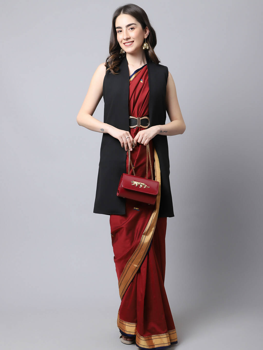 Even Apparels Black Polywool Open Front Women's Long Coat - Distacart