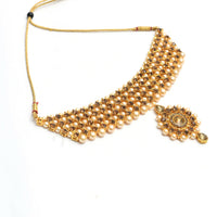 Thumbnail for Mominos Fashion Johar Kamal Gold-Plated Brass Finish Kundan/Stone Choker For Women (Golden) - Distacart