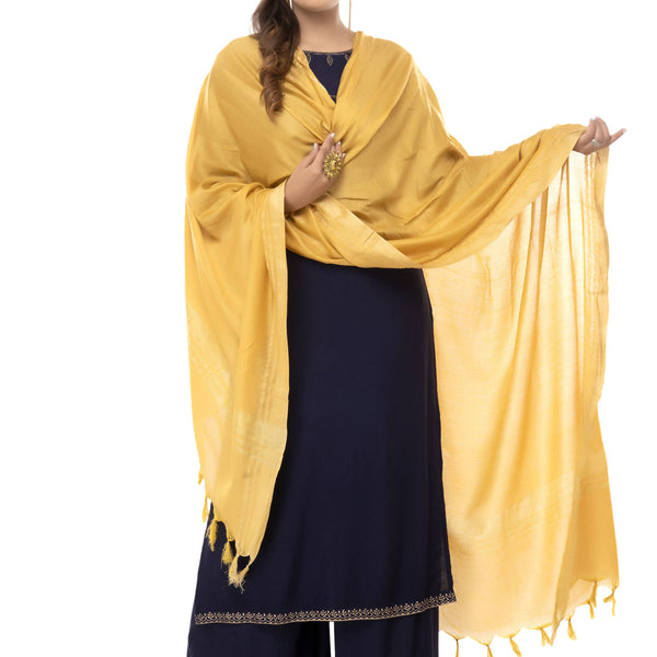 Mominos Fashion Moeza Slub Cotton Golden Dupatta