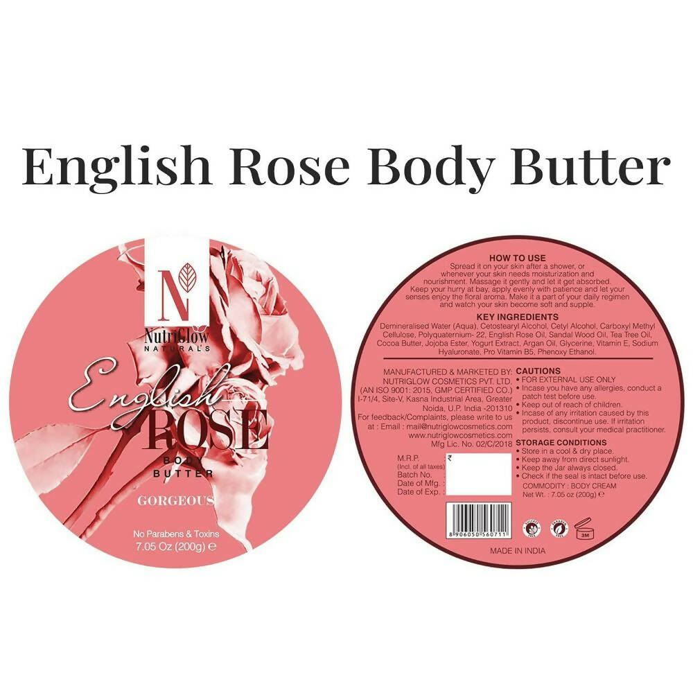 NutriGlow NATURAL'S English Rose Body Butter Cream - Distacart