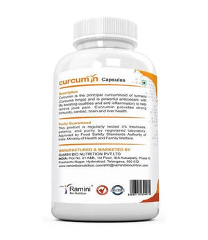 Ramini Bio Nutrition Curcumin 500mg Veg Capsules - Distacart