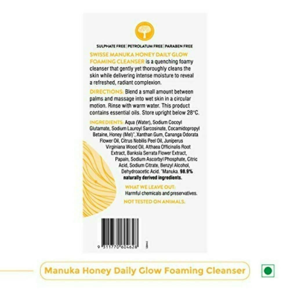 Swisse Skincare Manuka Honey Daily Glow Foaming Cleanser Face Wash with Vitamin C & Papaya Enzymes - Distacart