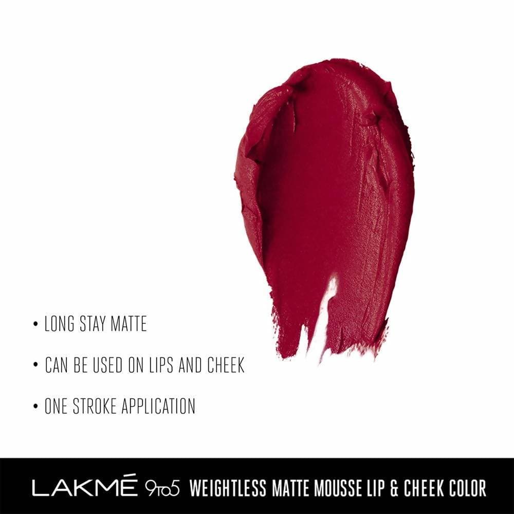Lakme 9 To 5 Weightless Matte Mouse Lip & Cheek Color - Rosy Plum - Distacart