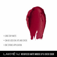 Thumbnail for Lakme 9 To 5 Weightless Matte Mouse Lip & Cheek Color - Rosy Plum - Distacart