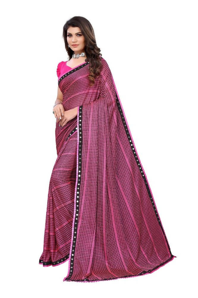 Vamika Pink Lycra Knitted Saree