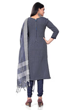 Thumbnail for Blue Cotton Jacquard Woven Unstitched Dress Material - Amara - Distacart