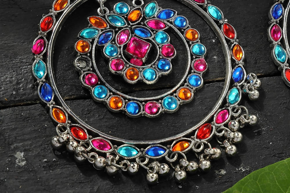 Mominos Fashion Johar Kamal Women's Multi Colour Kundan Circles Earrings - Distacart