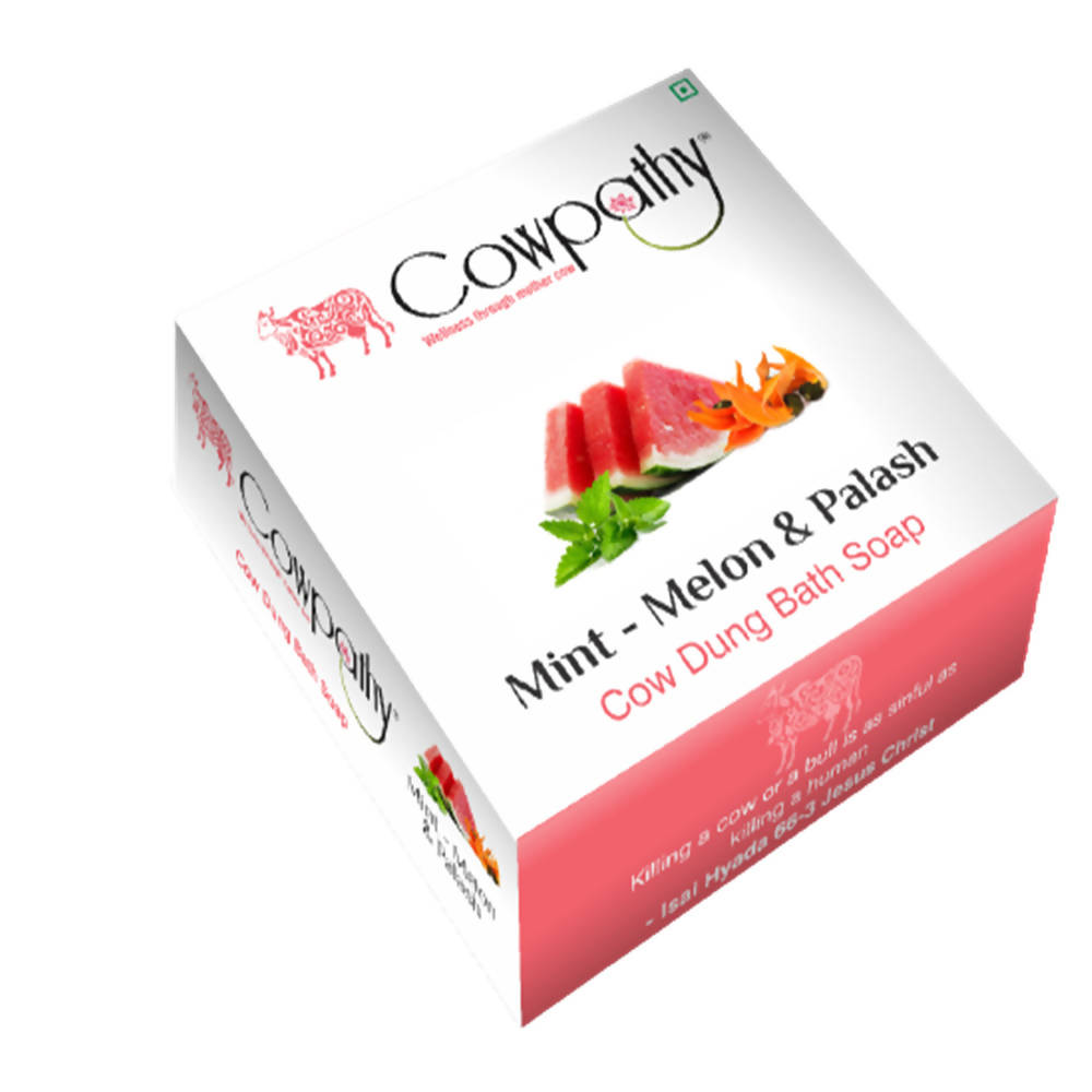 Cowpathy Mint - Melon & Palash Cow Dung Bath Soap (75Gm) - Distacart