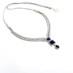 Thumbnail for Mominos Fashion Johar Kamal Silver-Plated American Diamond Navy Blue Choker Set - Distacart